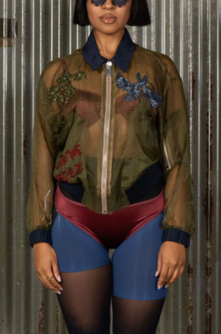 Dagger Beaded Organza