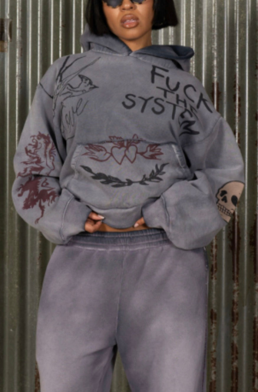 Fuck The System Hoodie Woman