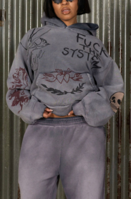Fuck The System Hoodie Woman