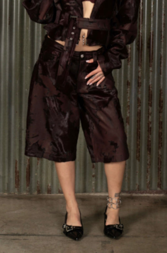 Romantics Leather Short - Maroon