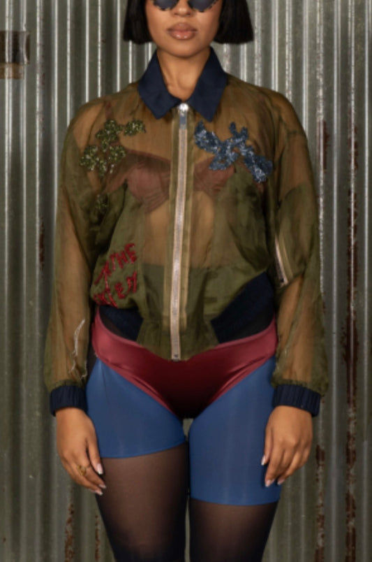 Dagger Beaded Organza