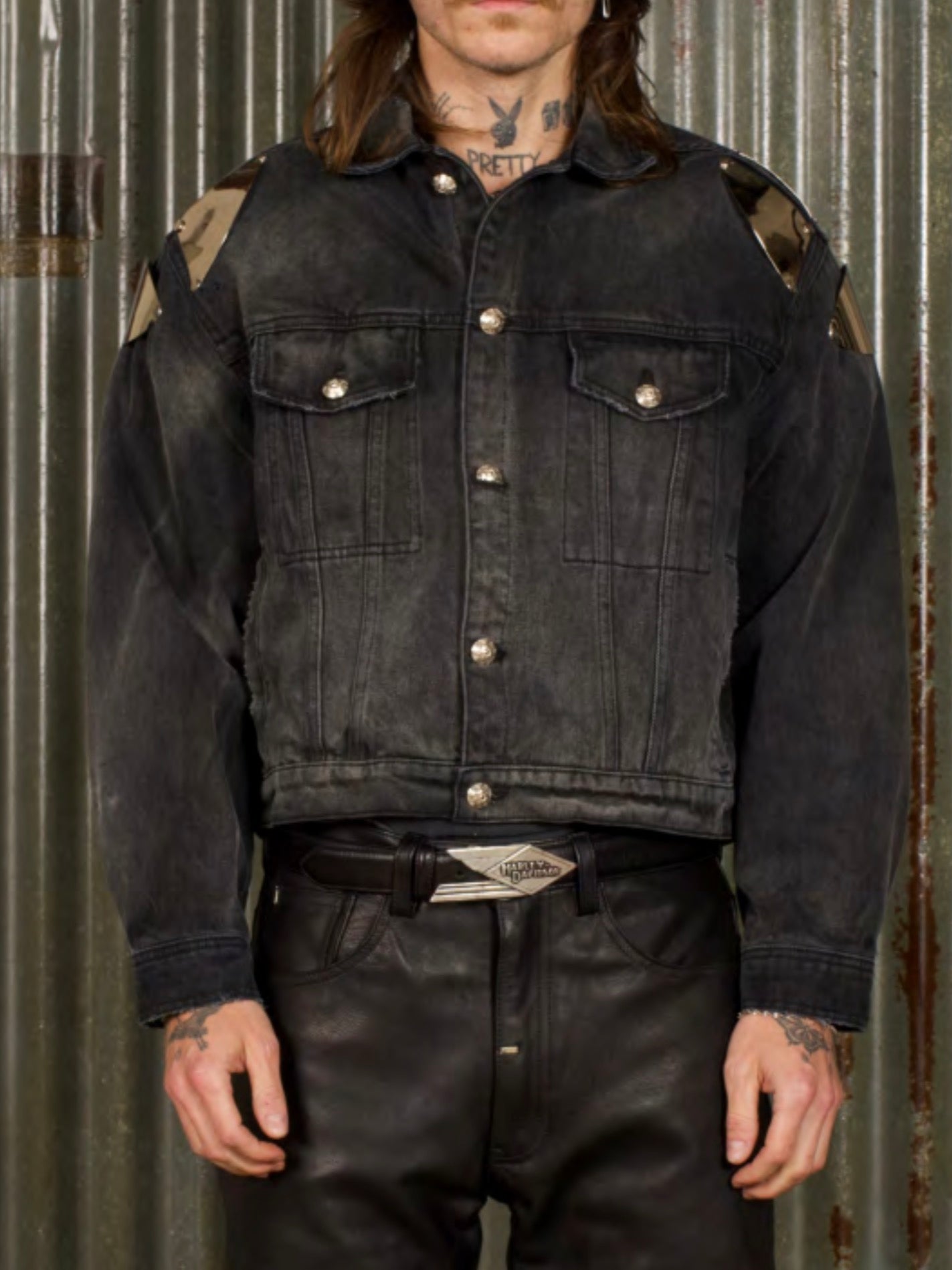 COLD SHOULDER DENIM JACKET