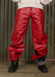 RED BURNOUT LEATHER PANT