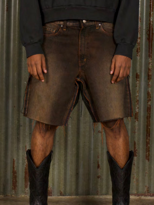 SWITCHBLADE DENIM SHORT - BROWN