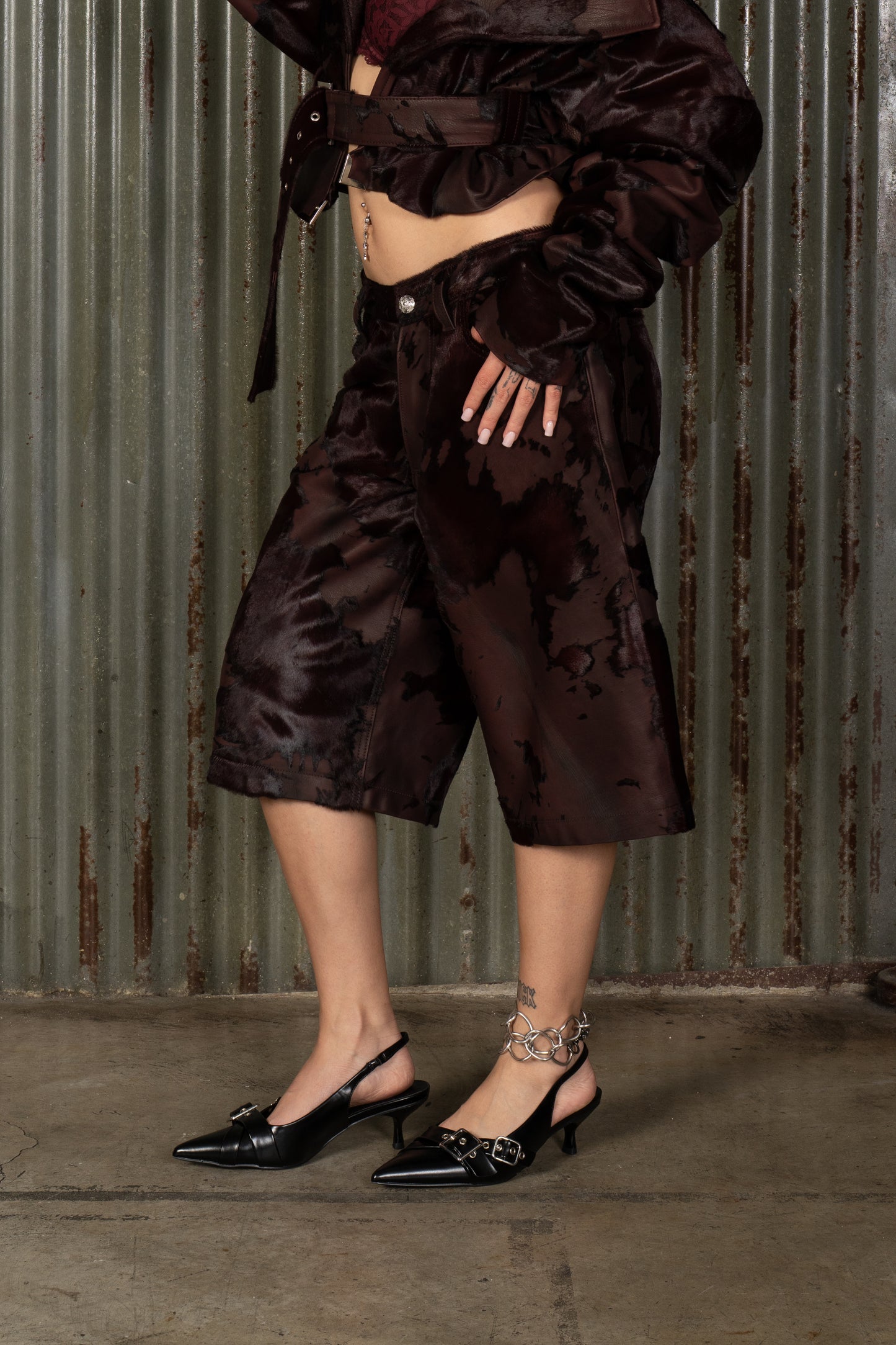 Romantics Leather Short - Maroon