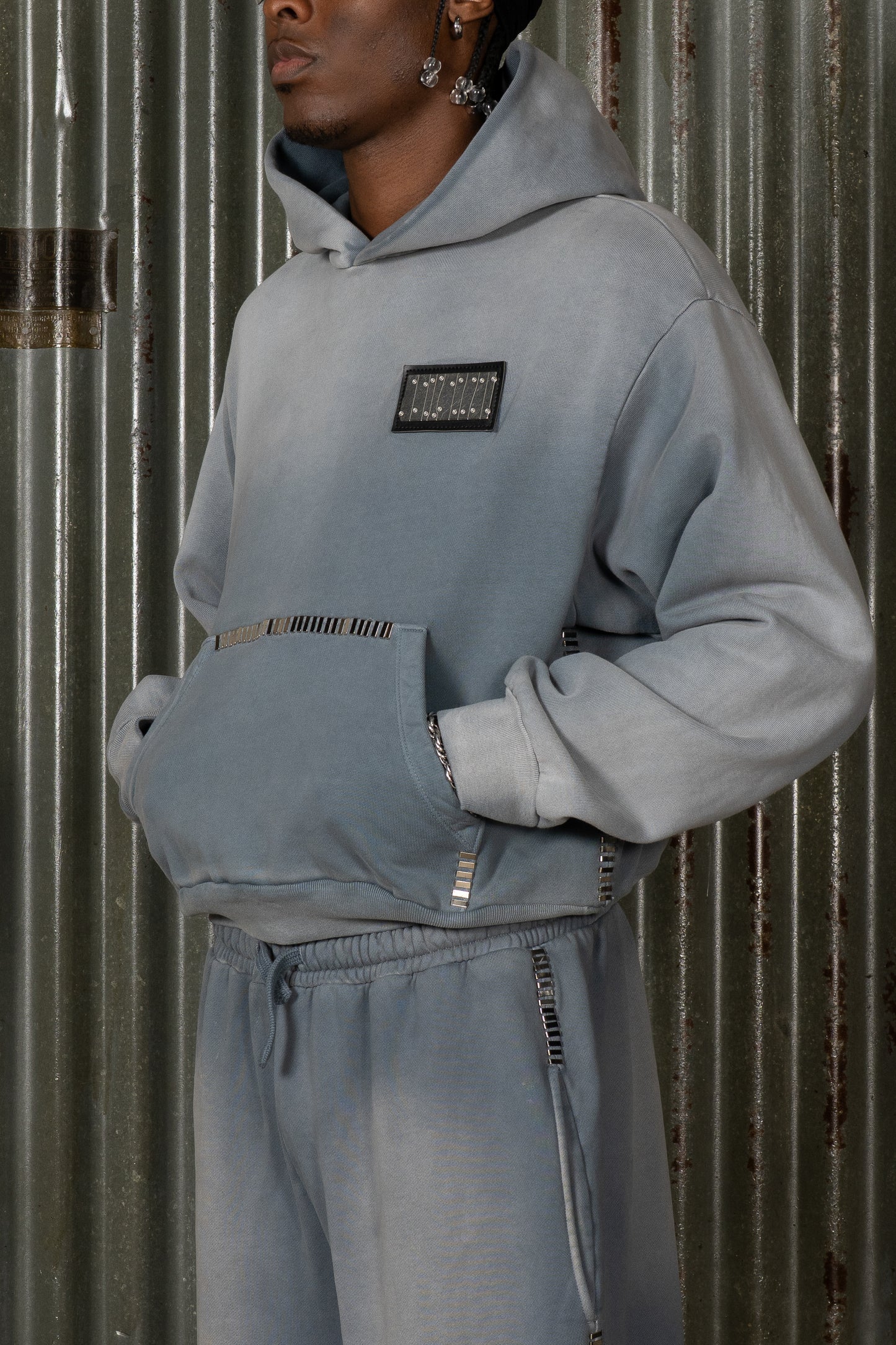 CHROME STITCH HOODIE - GREY