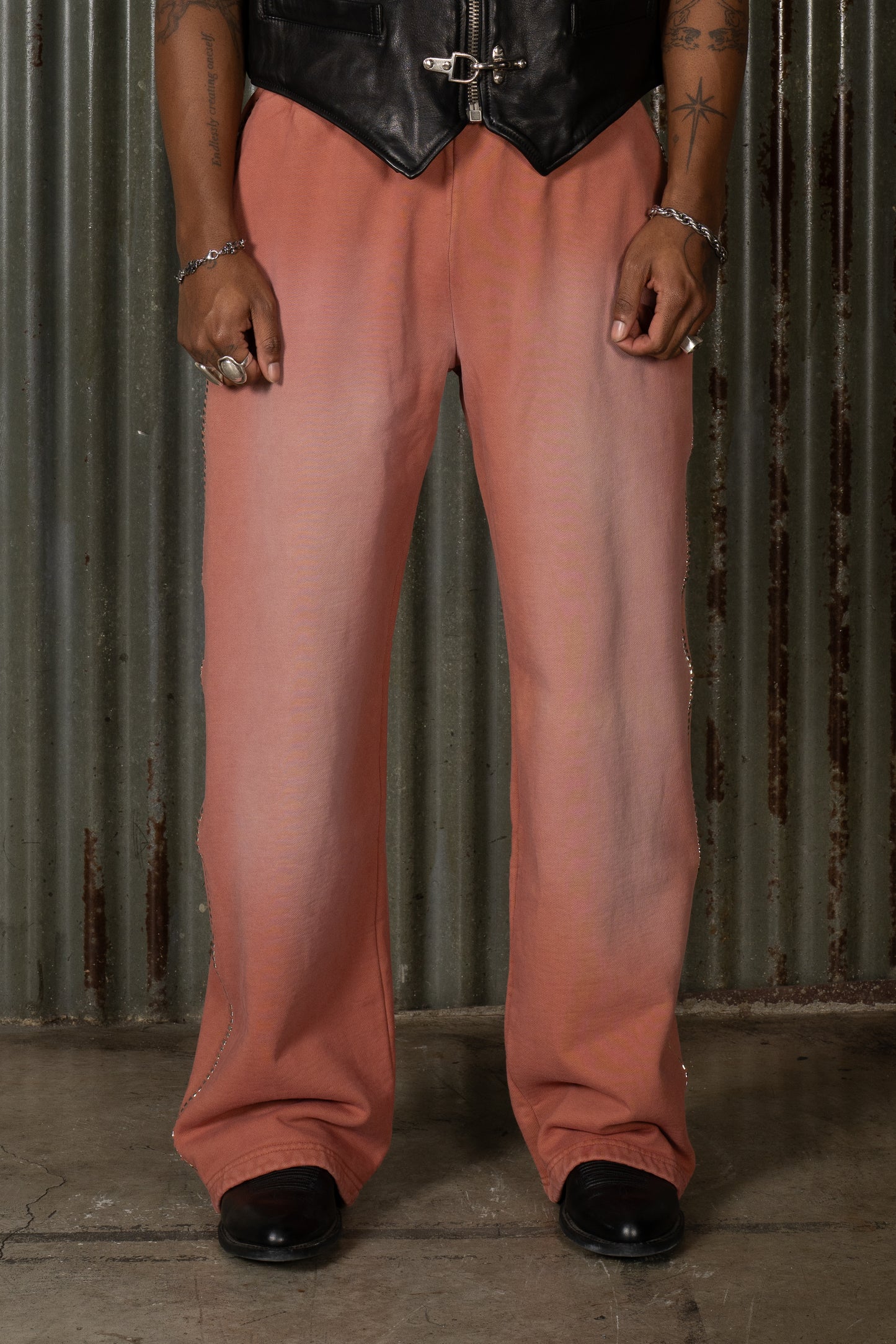 CHROME STITCH SWEATPANT - PEACH - COPY