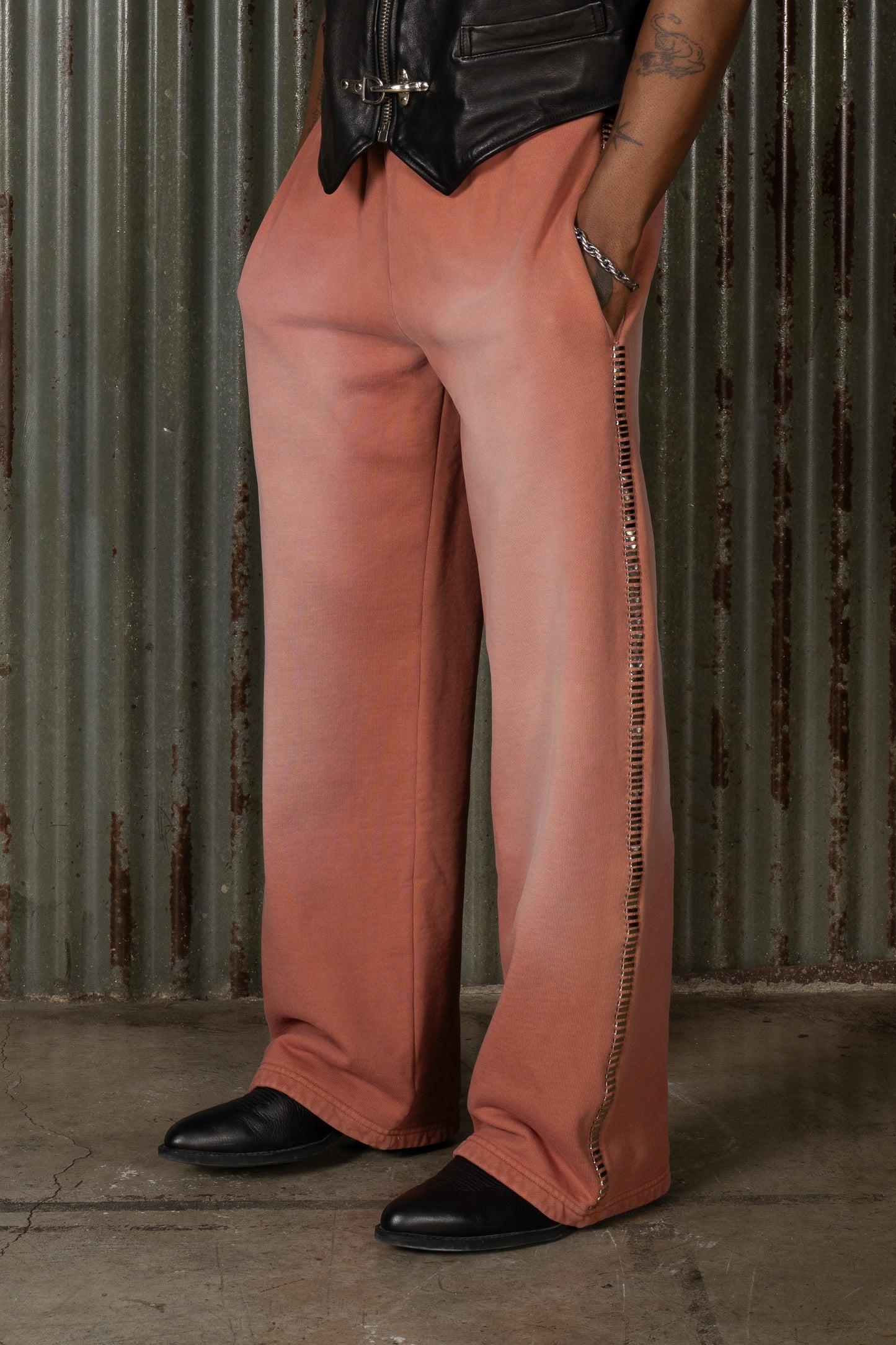 CHROME STITCH SWEATPANT - PEACH - COPY