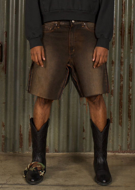 SWITCHBLADE DENIM SHORT - BROWN - COPY
