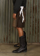 SWITCHBLADE DENIM SHORT - BROWN