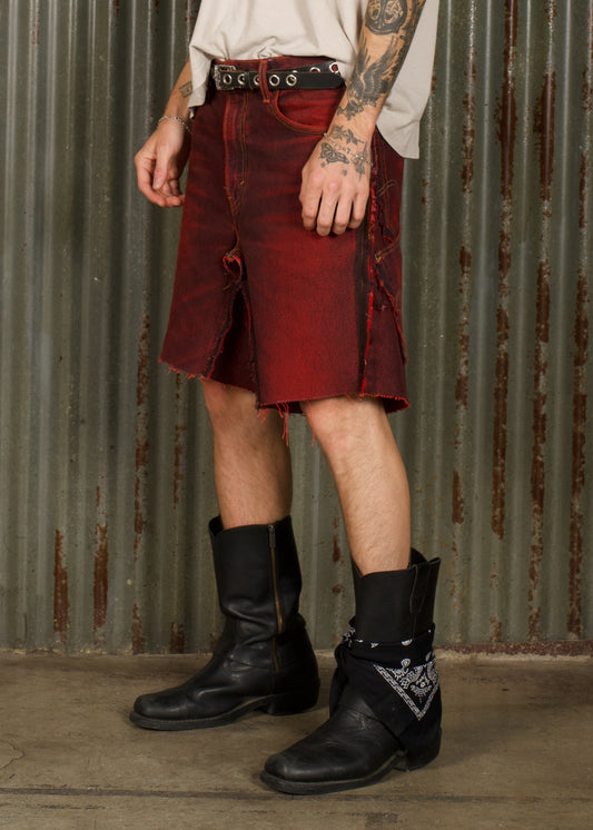 SWITCHBLADE DENIM SHORT - RED - COPY